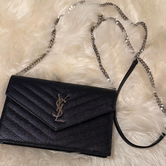 Saint Laurent Handbags - YSL Saint Laurent Black Quilted Chain Wallet Shoulder Bag
